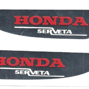 HONDA SERVETA Leyendas Honda en Rojo y Serveta en blanco sobre fondo plata