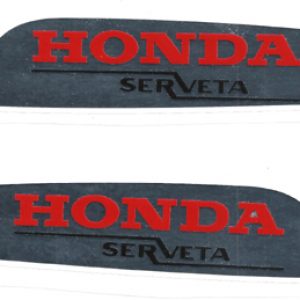 HONDA SERVETA Leyendas  Honda en rojo y Serveta en negro sobre fondo plata