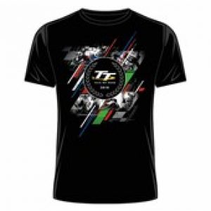 TT 2018 LAUREL BADGE, GREEN RED AND BLUE STRIPE T-SHIRT