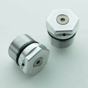 FANTIC 201 , 241 , 301 , 203 , 243 , 303 Par de Tapas para Horquilla  de 35mm Marzocchi completas con bola interior y muelle en la valvula