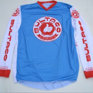 CAMISETA BULTACO TRIAL o MX azul/blanca  con logo