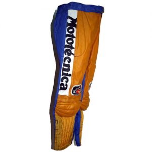 Pantalones Mototécnica clásicos motocross amarillo – azul de cuero