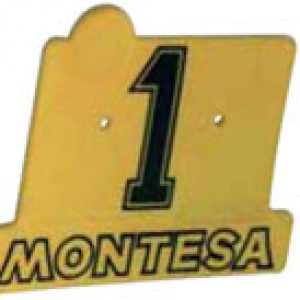 Placa portanúmeros original Montesa Cota 25, Cota 49, amarilla